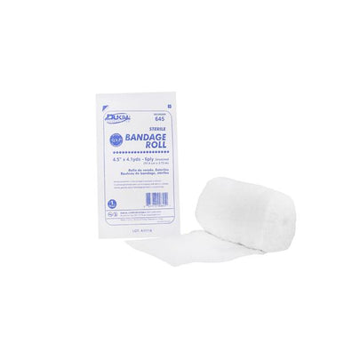 Bandage 4.5"x4.1yd Gauze Cotton Fluff Roll White LF Sterile Each, 100 EA/CA - Surgical Supplies NY